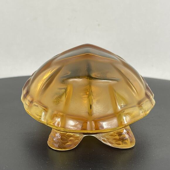 Original Signed LALIQUE French Crystal Glass "Caroline" Amber Turtle Sculpture - Picture 5 of 11